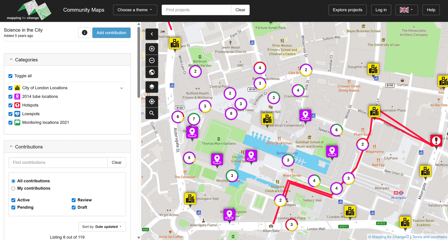 Science in the City Community Map